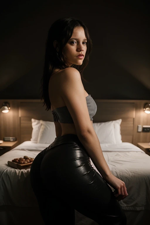 ((ultra realistic), ((masterpiece)), ((detailed)), ((detailed face)), perfect eyes, detailed eyes, 20 years old, slim body girl, slim face, beautiful , big black eyes, perfect eyes, detailed eyes, natural light, ((in night)), big ass, wide thighs, medium breast, big waist, cleavage, wearing elegant onepiece cloth, ((pose like supermodel)), sitting, nice hairstyle, black hairs, in hotel, front facing, ((full body)), against the light, bare back, bare shoulders, ((boots ))