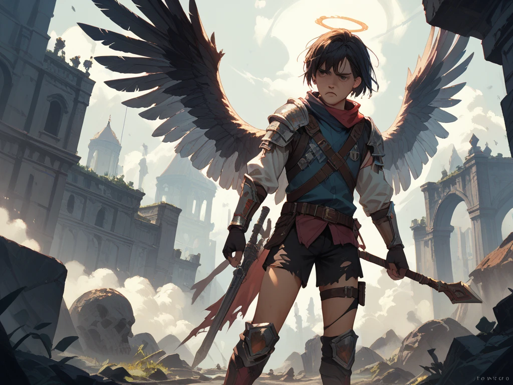 arafed man standing in front of a wall with wings painted on it, winged boy, by Jessie Alexandra Dick, young wan angel, black teenage boy, an angel, profile pic, taken in 2 0 2 0, with real wings, huge wings, by Benjamin Marra, wearing angel, big wings, stunning visual, huge wings growing out of arms --auto --s2