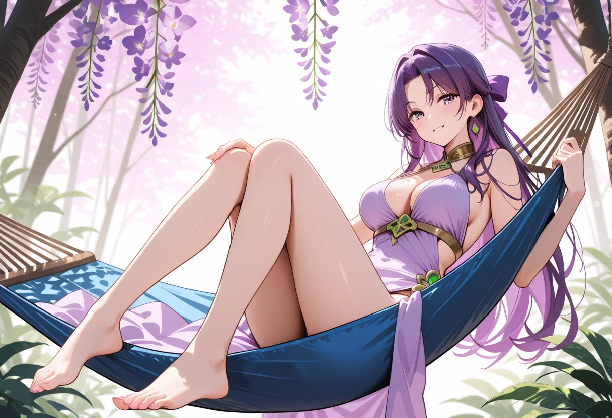 1girl, from below, sitting, lotus position, meditating, red gem on forehead, natural breasts, long hair, purple hair, closed eyes, purple bikini, golden bracelet, golden necklace, seafloor, masterpiece quality, ultra HD, 4K, best quality,