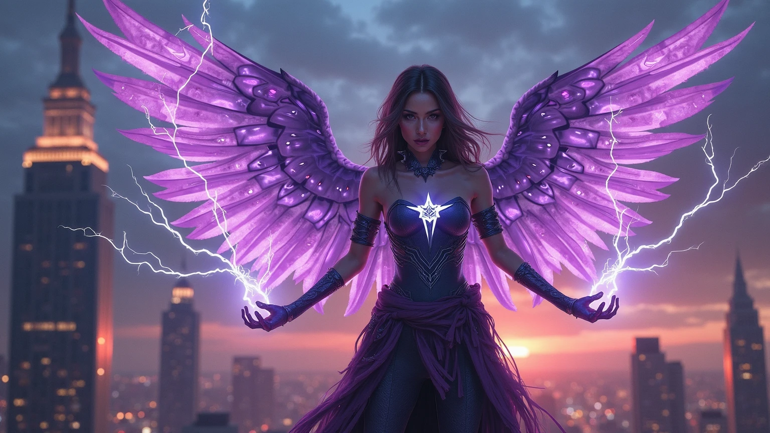Best Quality, masterpiece, ultra high resolution, (photorealistic:1.4), 1 girl,, In the dark, deep shadow, low key, cold light, detailed skin, Pegasus Wings, thunder, Lights, reflexes, 4k, collar, amulet.