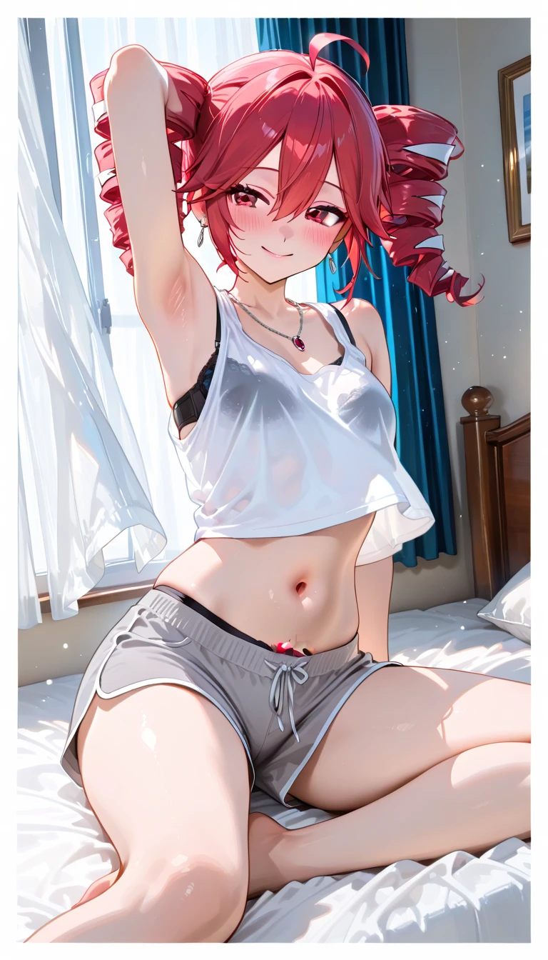 nurse, visible nipples, visible underwear, hospital room, realistic lighting, warm color tones, high resolution, ultra-detailed, vivid colors, soft shadows.