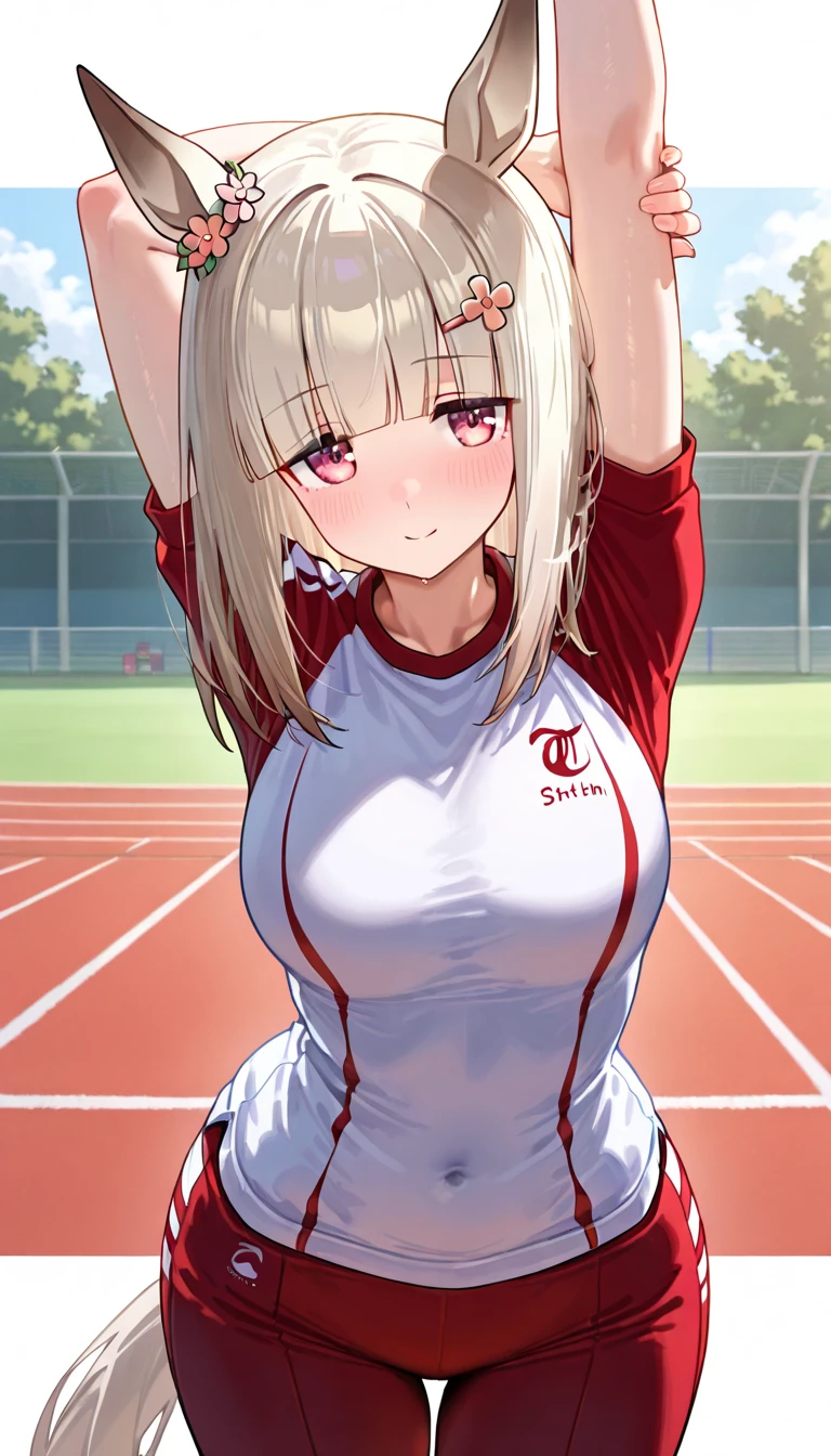 mastute piece,Best Quality,insanely detailed,8k cg,nsfw,
(shoot upper body:1.3),
(1girls:1.3),standing,looking at viewr,body in front,both arms behind back,(tennis-uniform:1.3),(bare breasts:1.2),(bare nipples:1.2),
break,
blush,shy,(ecstasy face),(trembling:1.2),break,(light blonde hair:1.3),
break,
perfect breasts,perfect teats,(open mouth:0.9),(large breasts:1.2),(light-brown-skin:1.1),
(tennis-court)、