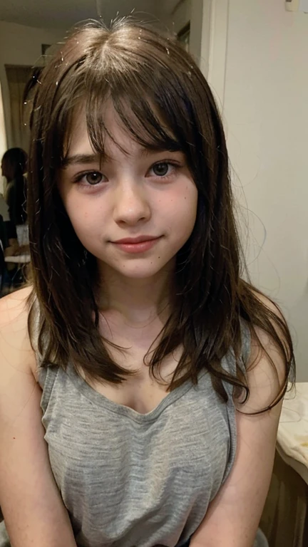8yo, home, may, black, Grinning, photoshot, realisitic, good lighting