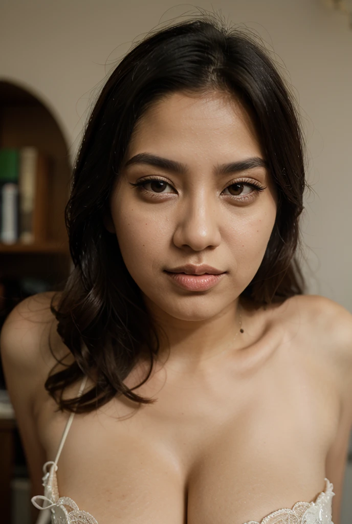 Naked cute girl indonesia, white skin, nabilla jkt 48, young, short bob hair, red lips,