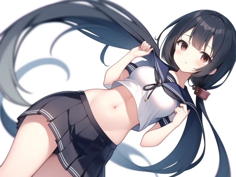 Perfect human body,1 girl,Thin girl, (the street), 鎖骨,Sleeveless sailor suit,Bow knot,Low-rise miniskirt,reveal flat belly,semi transparent,(White stockings),((woman with fever)), ((perspired,Steaming,college aged))), Colossal titpression of color)), (blush blush:1.2),The handsome man next to him is touching the girl’s head,