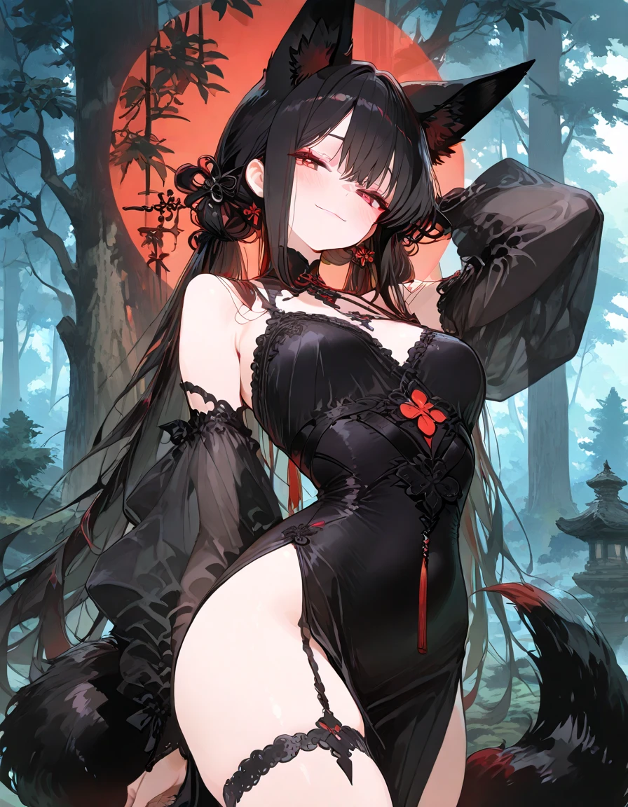 huge breasts shrine maiden long black hair