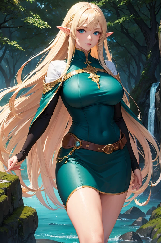 (masterpiece, best quality, ultra detailed, beautiful illustration), atmospheric perspective, depth of field, looking at viewer, beautiful detailed eyes, anime eyes:1.4, (cowboy shot), sexy pose, dynamic angle, (outdoors, flying, in the air:1.5, floating:1.5, airwalking:1.5, above the world, blue sky, clouds), 1girl, (sensual smile), mature woman, (huge breasts), <lora:ValkyrieProfile_Freya:1>, FreyaVP, hat, bare shoulders, dress, detached sleeves, boots, green footwear, jewelry
