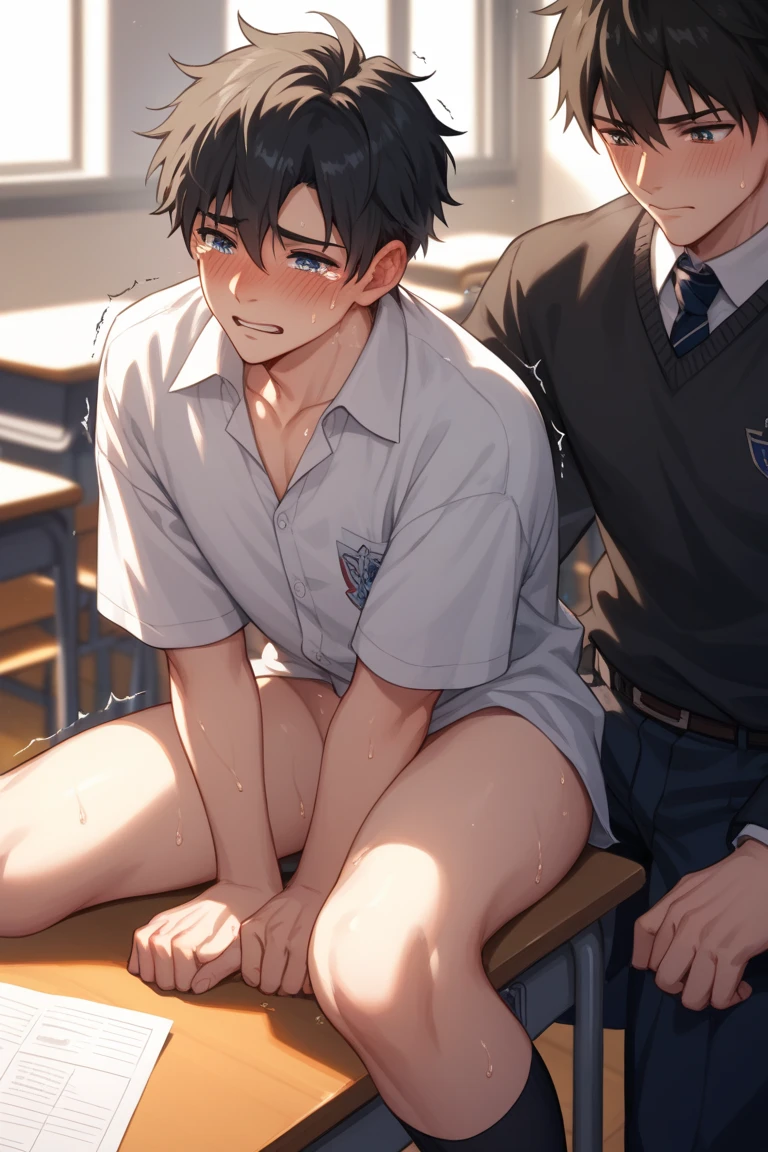 Creampie、((short hair , Black Hair, head、Nape、Base of ear、レイプされるmaleの子、male、Flat Chest))、(((((it hurts, sad, breaky, break, Are crying))))), ((Open your mouth)), Spread your legs、penis、、Creampie、orgasm , ((((Dark Skin ,)))) , (((maleの子1 person)), 1 person, trembling,Excess semen,Perfect Anatomy,(((orgasm表現))),panic,Hollow Eyes、Are crying、Watery eye、Anxious expression、,Sweaty,Completely naked、skinny, Sex Roller,