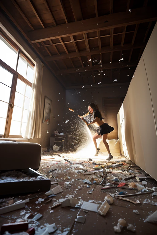 top-quality, masutepiece, 32K, very high res, hyper realistic photography, 1girl in, perfect human shape, (((outfit: torn, Lifeguard Uniform))), Portrait, hyperdetailed face, ultra realistic textures, (Messy, Small room, abandoned houses), (((Full body shot))), Exposed super huge breasts, Squatting pose and open legs to viewer with yawning and eyes closed face,