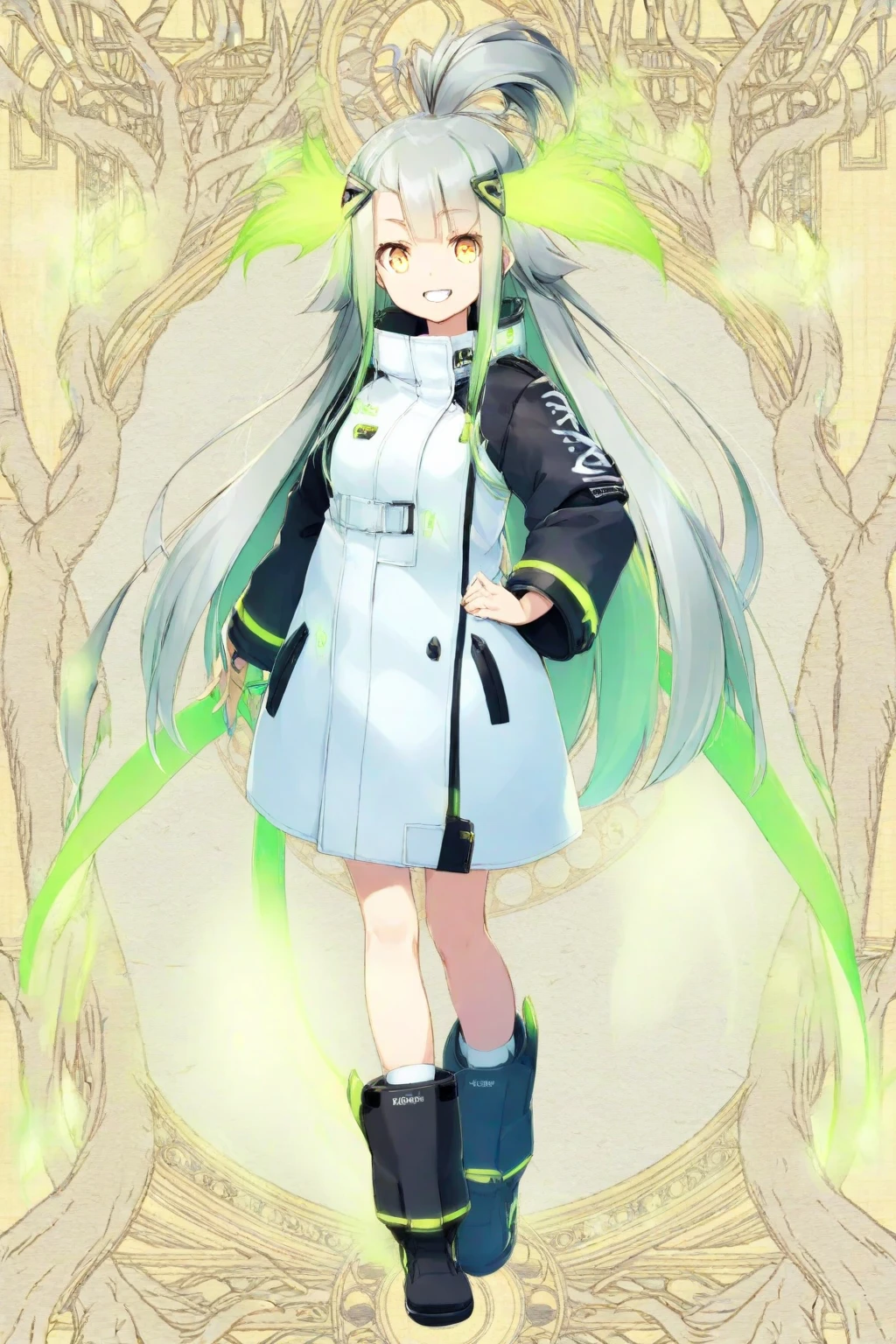 {{Male body shape，Female face}} 。，{{One guy}} The whole body is painted and the face is haggard，Has thick dark circles，Unhealthy white，Long gray hair,With small colored hairpins，The figure is very thin，nakeness，With an unerect