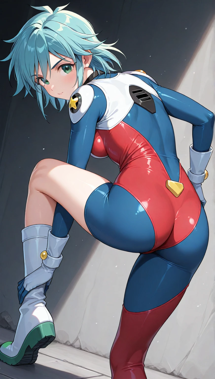 ultra-detailed, Explicit, Beautiful body, Beautiful Nose, Beautiful character design, perfect eyes, perfect face, ultra highres, 4K, beautiful legs, perfect legs, Nice hands, Perfect hand, Masterpiece, Best Quality, Highly detailed, illustration, absurdres, street fighter, doll suit, shadaloo doll, dollsuit, girls, multiple girls, expressionless, blank eyes, looking at viewer, red gloves, emotionless, black latex, corrution, mind control, female combatant, full body, hypnotized, unhappy trance, full body suit, ribbed bodysuit, both arms at side, stand up straight, obey, perfect female body, extremely glossy latex, hypnosis, hypnoLora, empty eyes, Mind control device, poses, brainwashed, submissive_pose, Slave, hat, necktie, stand up straight, standing, standing at attention, belt, extending the right arm from the shoulder into the air with a straightened hand, nazi saluting, military, military saluting, salute, right hand saluting, left hand at side, latex, garter belt, thighhighs, Red hair, Majokko Megu-chan, red hair, flower, blue eyes, long hair, blue hair, blue eyes, short hair