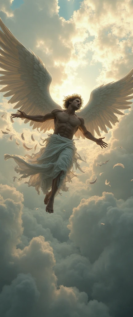 An angel who falls from the sky, he has dark brown hair and he is from Shacha Life