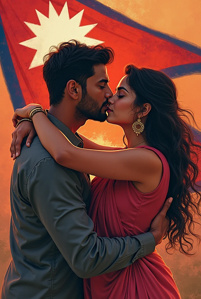 A man is going to meet a woman for intercourse.  British flag on men's jerseys.  And nearby is a newborn baby whose body is clothed in the color of the Indian flag.  1947 is written in the background of the pictures