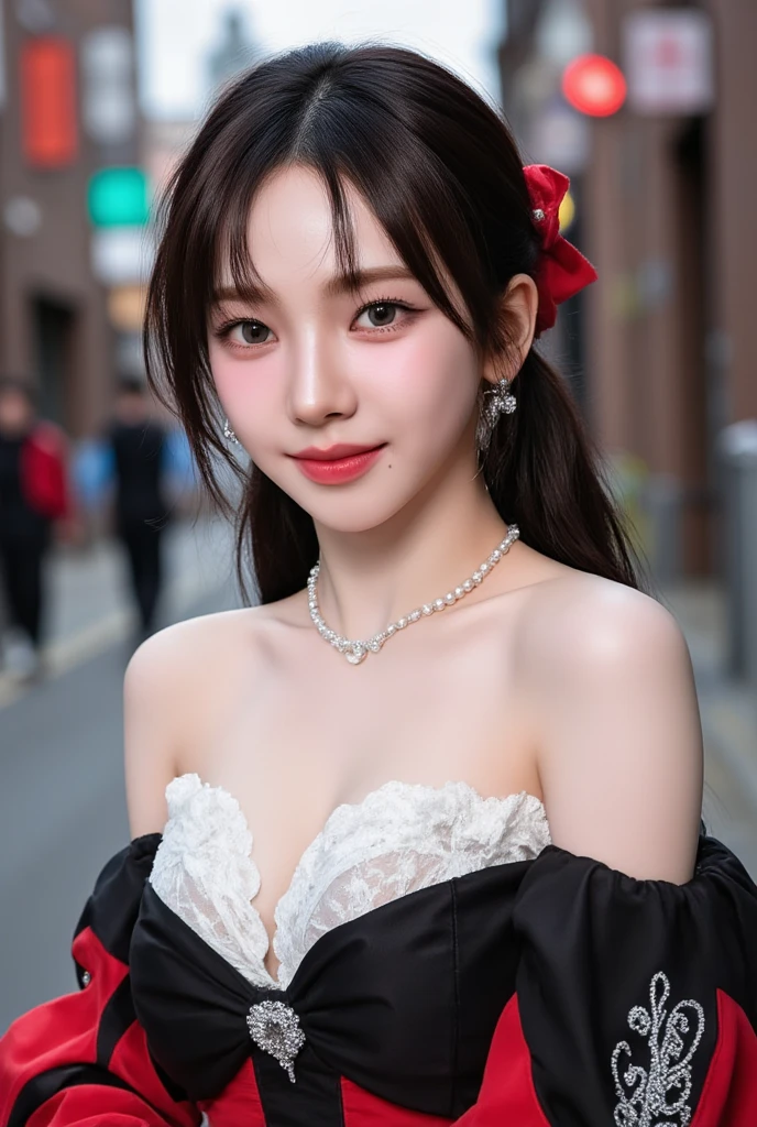 8k, Ultra-high resolution, Highest quality, masterpiece, 三分割法によるphotograph,Surreal, photograph, 1 Girl, (16 years old:1.3), pretty girl, Cute Face, 細部までBeautiful Eyes, 細かくdetailedに,masterpiece,One Girl:1.2,Japanese female announcer,cowboy shot,grin,Black short hair,Messy bun hair,((vampire:1.4)),awe, Natural skin texture、(Medieval European Dress Clothing:1.4)、(Colorful costumes:1.4)、Attractive girl、16 years old、(Perfect female body:1.4)、(女の子のポートレートphotograph:1.4)、(Photorealistic images:1.4),Fantasy art,(Beautiful Face:1.4),Beautiful and attractive eyes、Beautiful Eyes、(Tight waist:1.4)、(9 Beautiful girls with perfect body proportions:1.4),Red lips,(choker:1.4),Looking at the audience,(((Ideal body type))),A-cup small breasts :2,、Portraiture:2、Perfect ???????、鮮明なdetailed、detailed,Fashion magazine cover,Thin lips,Gray background ,完璧でBeautiful Face ,完璧でCute Face, Skin with attention to detail, Perfect limbs、Narrow waist,Looking at the audience,(((Ideal body type))),A cup small breasts :2,Portraiture:2,Perfect ???????,鮮明なdetailed,detailed,Surreal,Light and shadow,moonlight