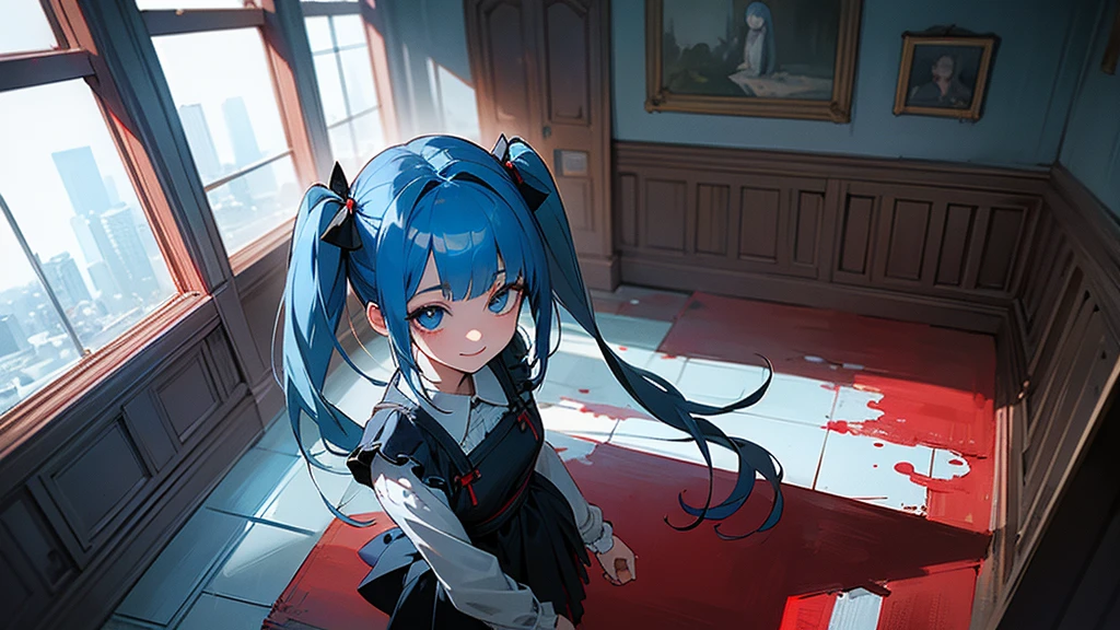 girl washing clothes by hand, clothes with blood, nervous girl, girl, darkness, depressed, empty eyes, tired, Hatsune Miku,