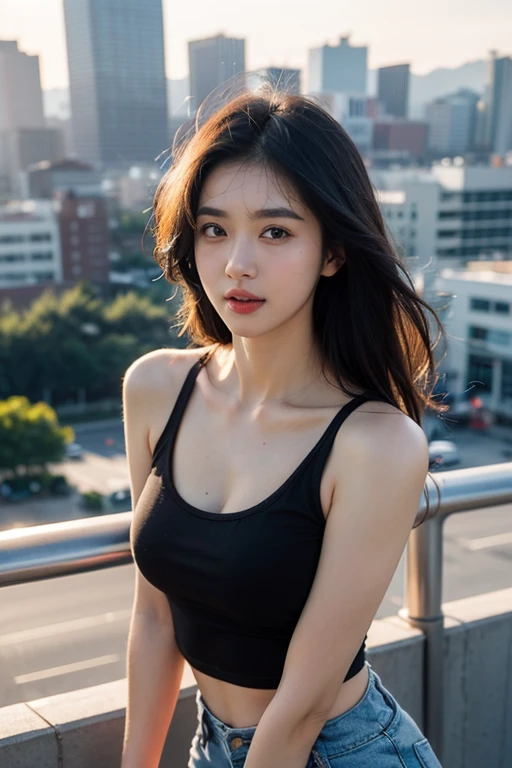 Ultra HD resolution，artistic photos，Professional candid Photography，((21 year very sexy girl, long brunette hair, cold ultra realistic skin, wearing silk sports bra)), posing like a model, in a gym at night, smiling at viewer, natural lips, attention to detail