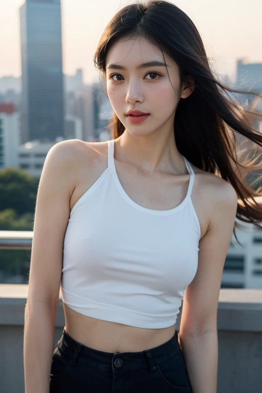 thick thighs,
(asian female), (big smile:1.3), blunt bangs, long hair, (adult),
lipstick, eyeshadow,
(hard nipples:0.9), small breasts,
tanktop, midriff, gym shorts, choker,
looking at viewer, three quarter view,
fancy gym, rim lighting, two tone lighting, dim lighting, bokeh, detailed skin, detailed eyes