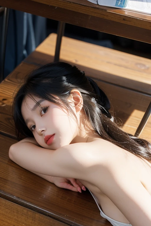 Two girls, a beauty girl,((Matte skin))、summer vacation、(((The veranda of an old house in Japan、Between planks、fullnude、Sleeping、lying back on、sprawl、Are sleeping、Falling down、morpheus))),Well-formed face、barechested、14years、8Head and body、a small face、A slender、Very skinny、skinny、tiny chest,Ribs、discreet breasts、(((Smaller chest)))、small tits、beauty legs、(((Constricted waist)))、dented belly、Model body type、Beautiful shiny hair、Backgrounds that look like real photos、(((NSFW)))、(Thigh strap for only one leg)、fullnude