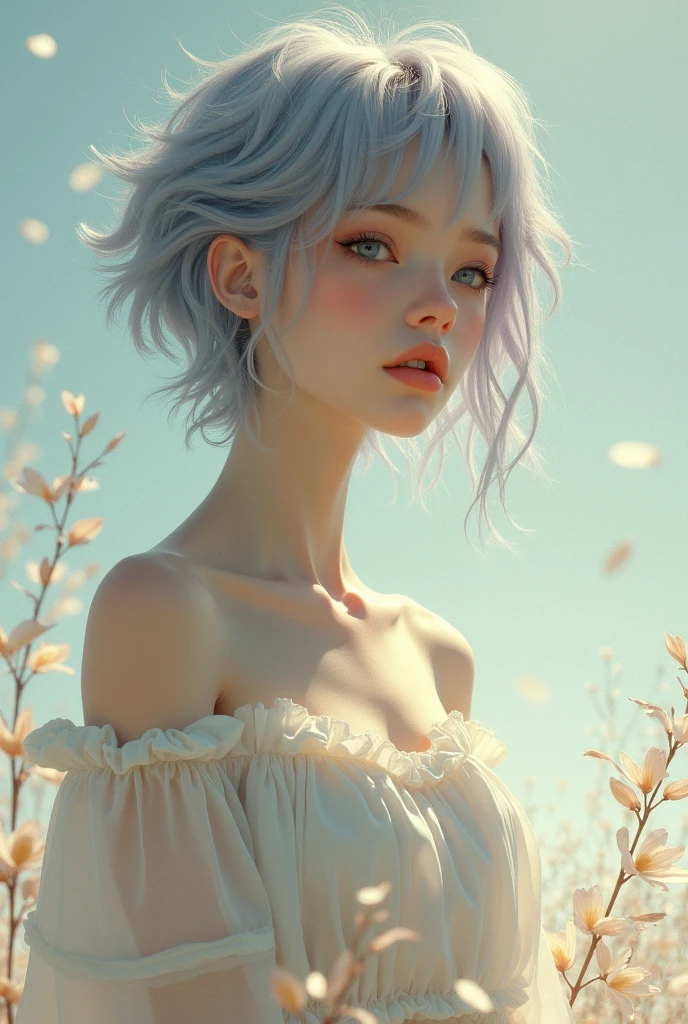 melancholy lighting, quiet, calm, brightness, masterpiece, best quality, 1girl, (JinxLol:1.2), (ultra photorealistic:1.3), (masterpiece:1.4), best quality, ((realistic)), high quality, ultra detailed, ((Real image)), ((realistic skin)), ((realistic face)),(illustration:1.05), (beautiful:1.05), (beautiful detailed eyes:1.05), (cinematic light:1.1), Full body, precise proportions, 18-year-old girl, skinny model lying on the grass, surrounding garden,  tree shadow, hair fluttering in the wind, tulle, long legs, feet slightly open, buttocks, blush, shyness, collarbone, abdominals, double weave, beautiful and delicate face, fair skin, real skin, (face detail), pores, super high resolution, 8k, parameters Best quality, masterpiece, super high resolution, (Realistic 2.0), More details, detailed skin, transparent panties, wide smile, white teeth, voluminous colored hair,  perfect and well designed eyes, girlfriend, beautiful, beautiful, flowers, studio lighting