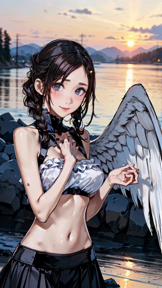Arafed Woman in lingerie with wings and flowers in her hair, beautiful cyborg angel girl, beautiful female angel, of beautiful angel, young wan angel, beautiful angel, of an beautiful angel girl, Karol behind UHD, angel girl, super wide angel, wide angel, wide angel shot, girl with angel wings, beautiful angel girl portrait, winged girl angel