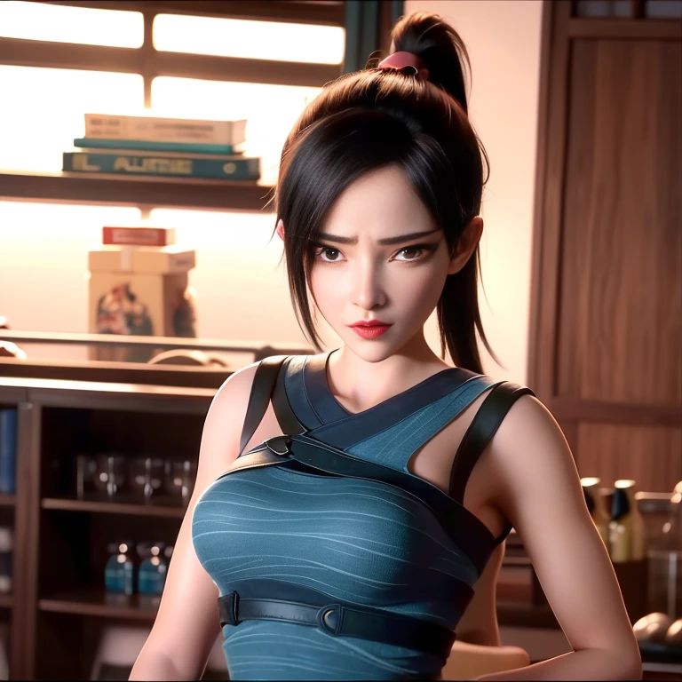 epic fantasy hyperrealistic art of full body view of beautiful 18-year-old Asian female Rinoa, rinoa heartilly, <lora:rinoaHeartillyFinal_v1:0.8>, blue duster, blue wristbands, long black hair, fantasy game background, soft render, octane render, trending on artstation, 4k, 8k game art, CryEngine