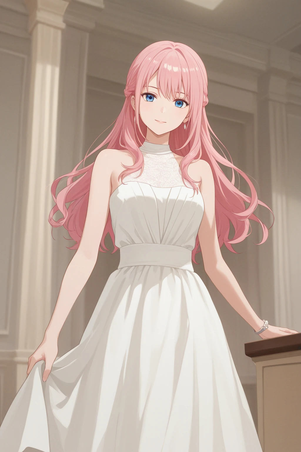 <lora:mygo3:1>
1girl,pink_hair,blue_eyes,wedding dress, bridal veil, <lora:anon:1>