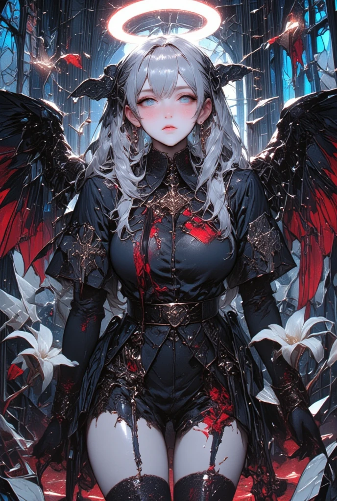 anime girl with a sword and blood splattered around her, gothic maiden anime girl, anime fantasy artwork, white haired deity, anime epic artwork, detailed anime art, detailed anime artwork, anime fantasy illustration, demon anime girl, beautiful necromancer, beautiful fantasy anime, trending on artstation pixiv, anime art wallpaper 4k, anime art wallpaper 4 k