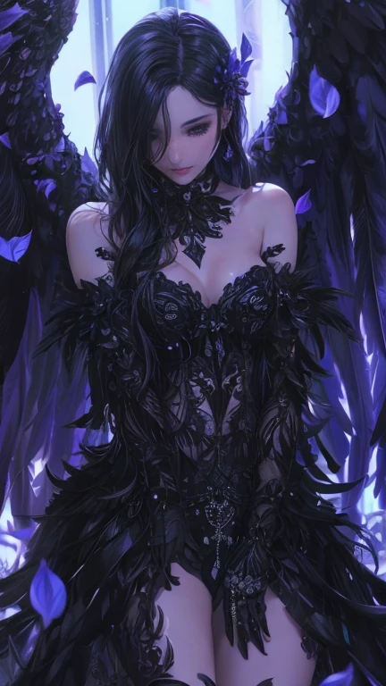 1 female,Intricate details,Use black and white as the main colors,decadent,artwork,Rendering,(masterpiece:1.3),(best quality:1.4),(Very detailed:1.5),high resolution,Very detailed,Unity 8K wallpaper,Dark Fantasy