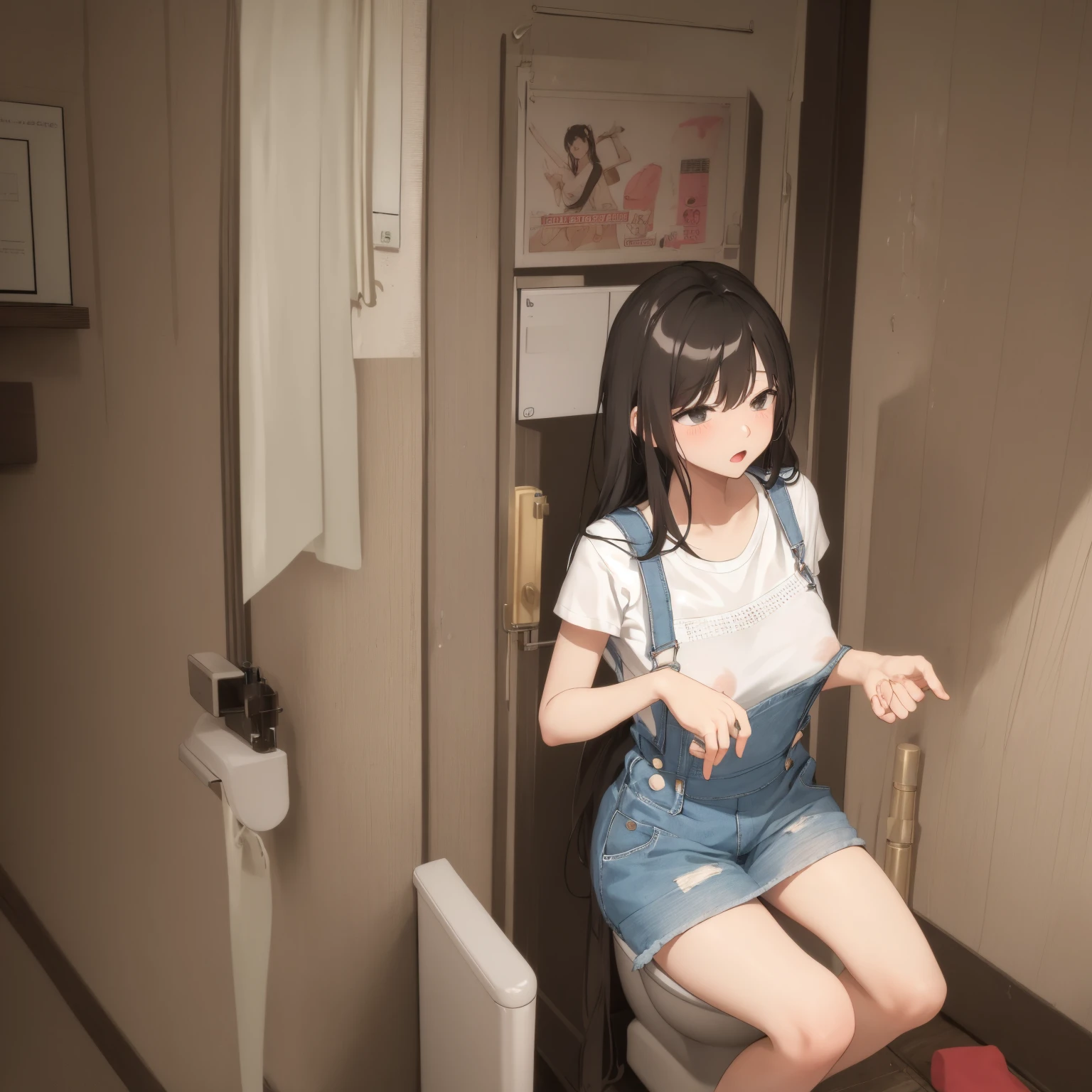 Best image quality, toilet, satin, ""White underwear"", sit, Spread your legs, Rainfall, ""male"",