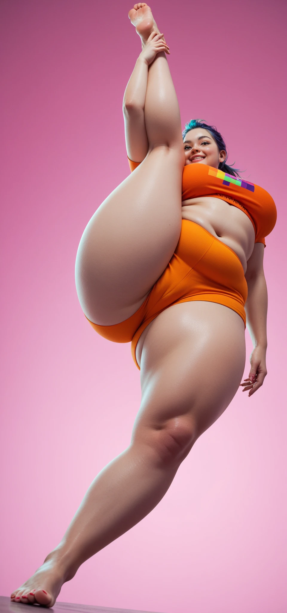 (melhor qualidade, Obra de arte, perfect lighting, florescer, cinematic lighting), vestido longo vermelho, cabelo preto, corar, cabelo curto, athletic night, volumetric lighting, Ada wong, olhando para o espectador,  very fat, massive ass, fat belly, big , bbw, fat like a whale, comendo um hamburguer