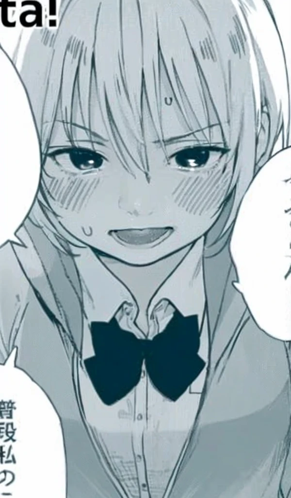 Fellatio gestures,A mischievous smile with fingers around tongue,mock,Troubled face, Scary, despise,
Improve, clavicle, bow, loose bowtie, White shirt, Collared shirt, Long sleeve, bracelet, Wrist scrunchies,Blue Skirt, Pleated skirt,
Waist clothes,