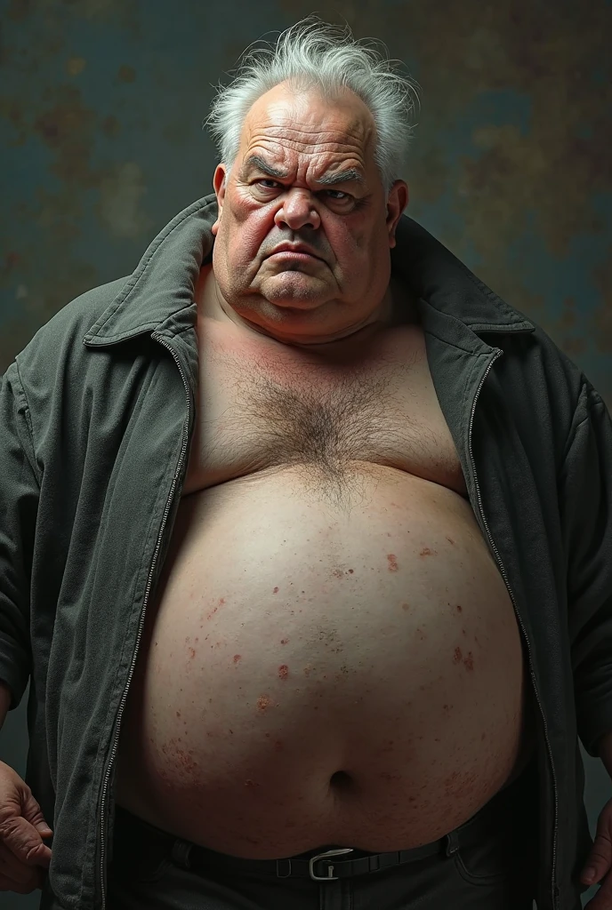 A bald old fat man is in heat