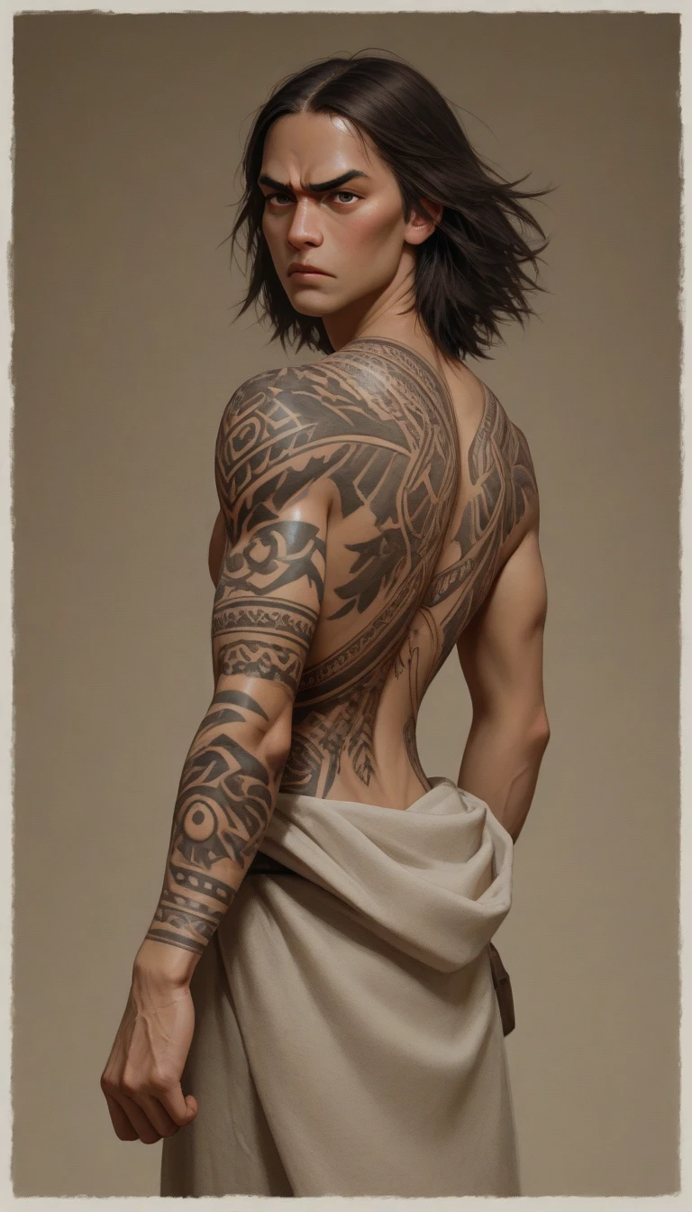 a detailed back tattoo, intricate tribal tattoo design, tattoo on muscular back, black and grey tattoo, large back tattoo, detailed linework tattoo, photorealistic tattoo, hyper realistic tattoo, beautiful tattoo art, highly detailed tattoo, incredible tattoo, stunning tattoo, (best quality,4k,8k,highres,masterpiece:1.2),ultra-detailed,(realistic,photorealistic,photo-realistic:1.37)