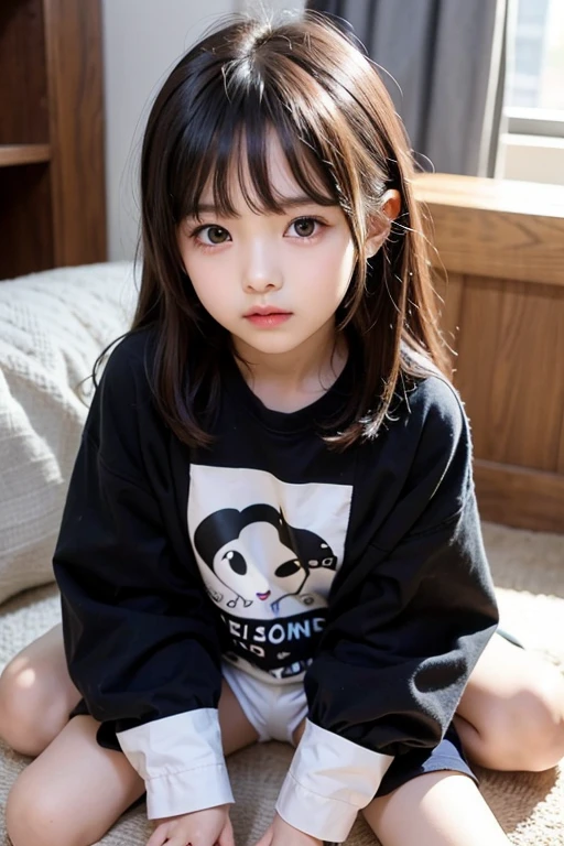 A girl with cute white clean face with small red lips a small straight nose oval face with black small eyes and black straight eye brows
And wearing black hoodie covering her body with some hair appearing on her fore head
