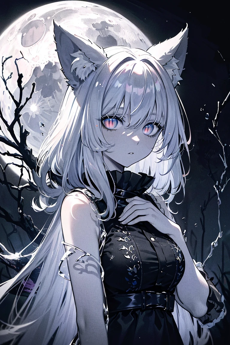 (One person), cute, (Street Fashion:1.2), (Place your hands on your hips:1.3), (Cat ear), choker, ((Gray Hair)), Short Wolf Cut, Blue Eyes, (evil grin:1.3), (Full make-up:1.2), eye shadow, eyeliner, (lipstick:1.3), Upper Body Shot, ((Highest quality)), ((masterpiece)), (detailed), Perfect Face, Perfect Arms, Perfect hands, Perfect Fingers, anime, Ultra-fine illustration,