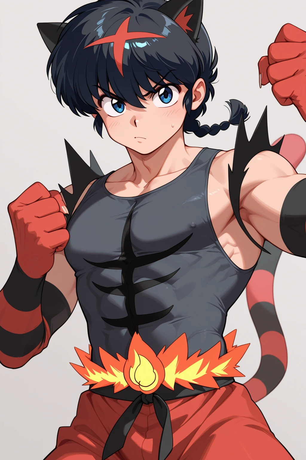 超A high resolution, Best aesthetic, , inosuke from demon slayer, ((( inosuke hashibira))), Flat Avatar, Anime visuals of muscular man , black and yellow art style, , (Black environment:1.0), 耳环,with black background