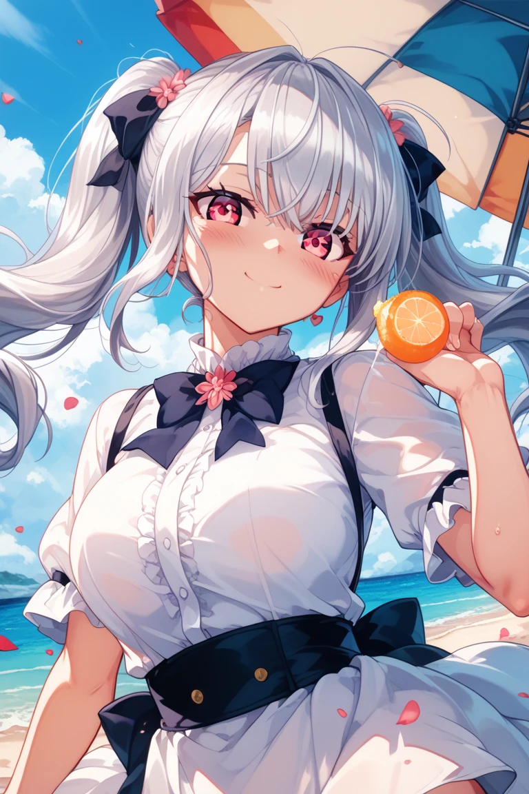 (Masterpiece: 1.2), Best Quality, (Illustration: 1.2), Eye Focus, (Ultra Detailed), Ultra Detail, (Fine Detail), (Intricate Detail), (Cinematic Light, Best Quality Backlight), Clear Lines, Solo Female, Solo Female, Perfect Figure, (1 Girl), High Contrast, (Best Lighting, Extremely Delicate and Beautiful), ((Cinematic Light)), Powerful, Absolutely Striking, Dynamic Angle, Gorgeous Background, cute Teeth, Open Mouth, mischievous smile, close-up, depth of field, close-up of a long-haired character. A cute tongue sticks out of the mouth, long hair, big breasts, short sleeves, dress, bare shoulders, braids, porcelain clothes, having an icecream
