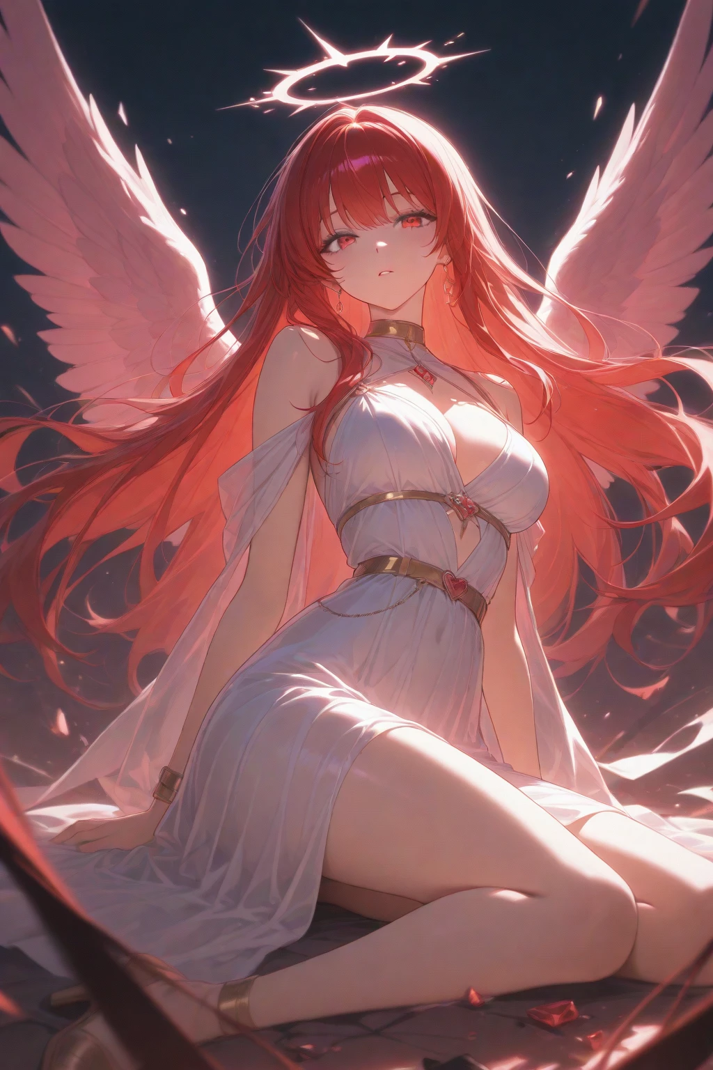 A beautiful and seductive eagle lady，Open your wings，Flying over the forest, Surrounded by woods and thorny bushes. Magical Creatures, Game illustration style。