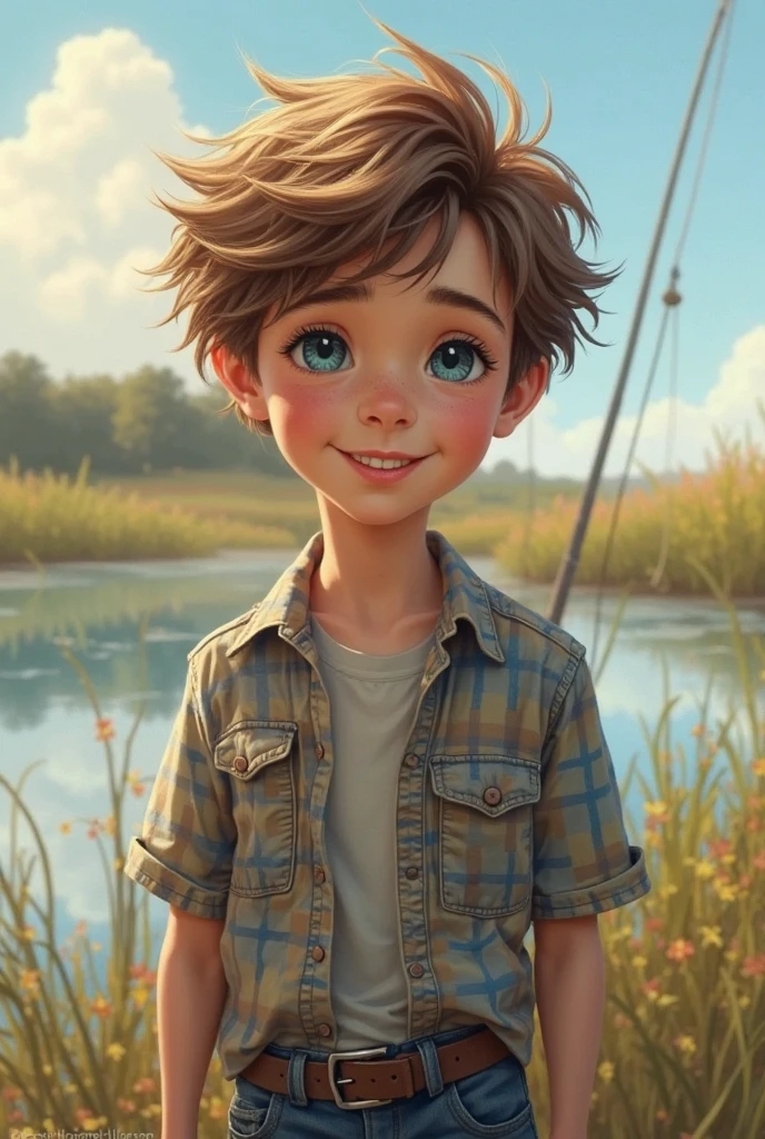 best quality,1boy, adult face, smile, cute, natur background
