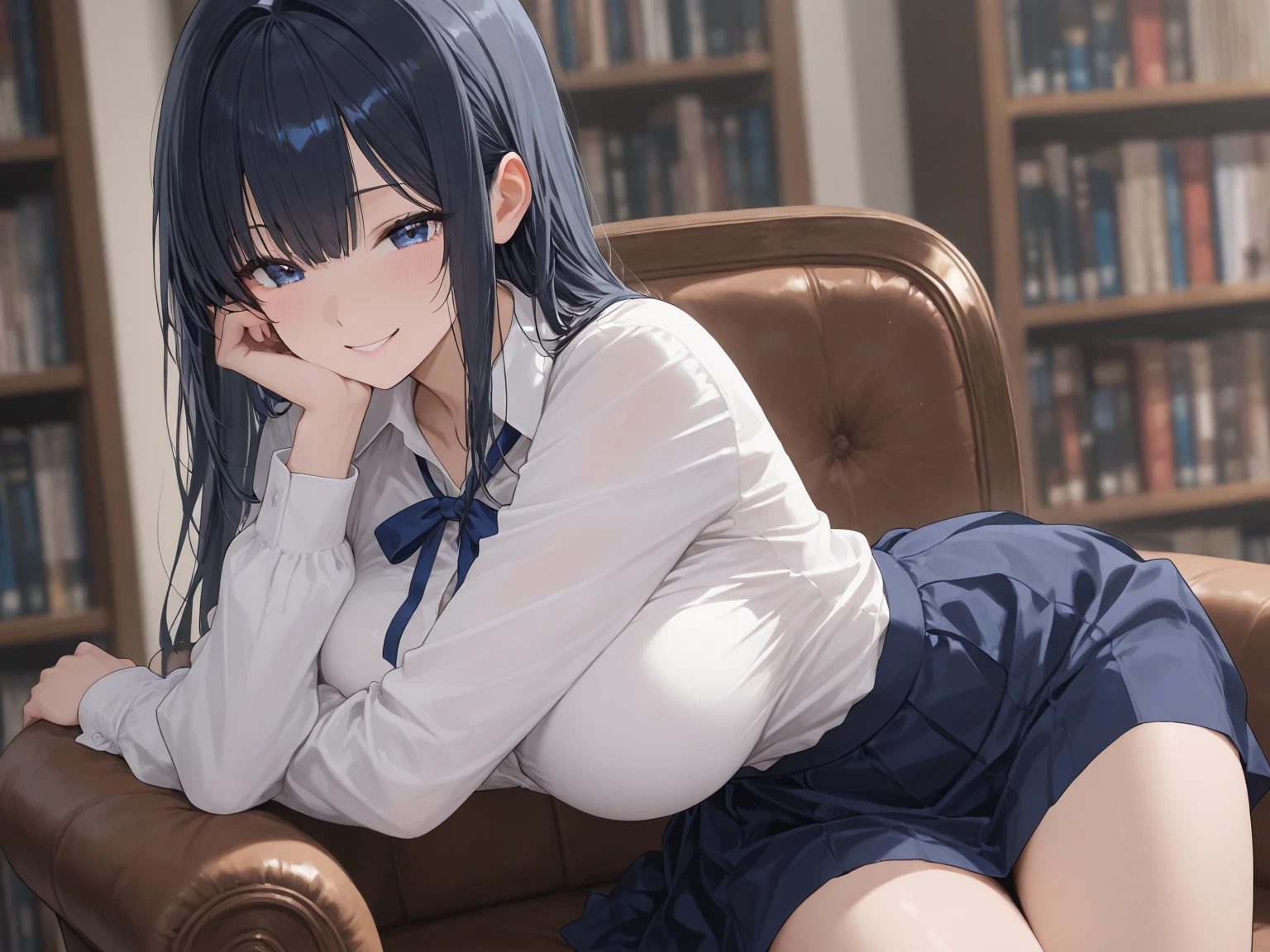 (best quality,highres:1.2),ultra-detailed,realistic,sexy school uniform,ripping school uniform,blue hair,cat ears,cat tail,sexy pose,embarrassed,vivid colors,sharp focus,studio lighting.
