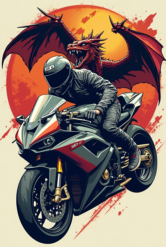 Motorcycle logo design with a dragon on the back, detailed vector art, motorcycle, in digital illustration style, motorcycle concept art, dark but detailed digital art, heavy metal t-shirt design, motorcycles, highly detailed vector art, illustration colorful digital, biker, triumph, akira's motorcycle, stylized digital illustration, inspired by Kanō Hōgai, detailed digital illustration, t-shirt design, chunky style, design only, white background, template none, professional, high contrast, high resolution, ultra- detailed,vivid colors,metallic details,sharp focus,edgy,dynamic composition,sandy texture,rough brushstrokes,mechanical elements,Chrome effect,classic typography,retro style,distressed look,aggressive lines and curves,3D rendering,stunning visual impact,shadows dark, strong brand presence, monochromatic palette, industrial aesthetic