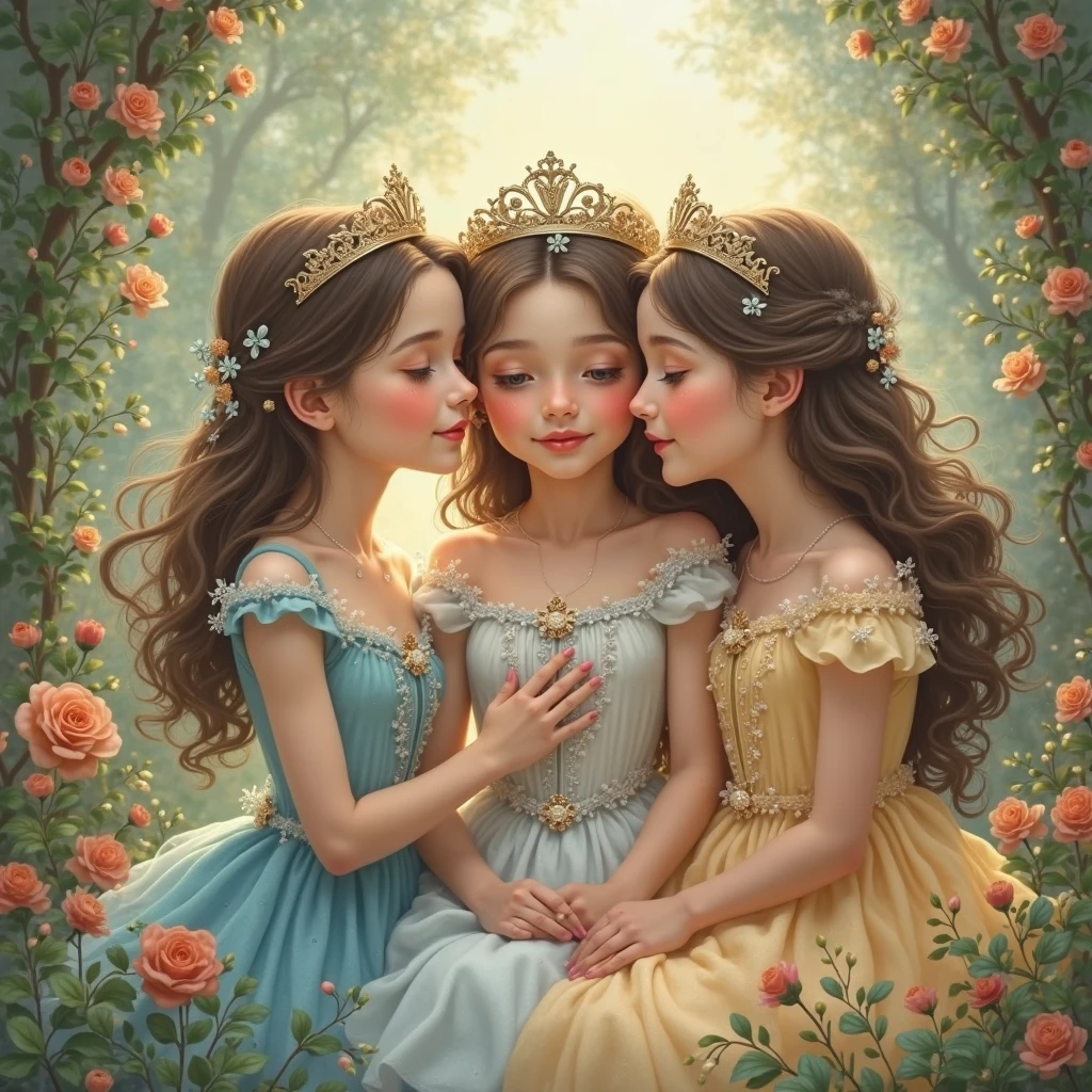 Image of young girls with crowns in drawing
