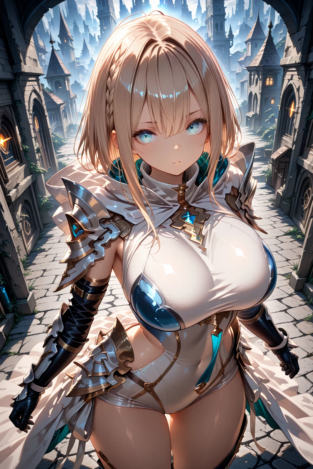 masterpiece,(bestquality),highlydetailed,ultra-detailed,1girl,(mechanicalknight:golden,glowingeyes:Blue,goldenrarmor:1.2,elongatedears:0.8),(weapon:Holyblade),(fantasylandscape:1.2,natural lighting:1.5,confidentexpression),(panorama:1.2),mecha, smile,angle、mechanical booster unit,chrome,raw(Blonde twin tails:1.5)(Mysterious flower field in summer:1.6)(Blooming flowers、Fluttering Flowers)(Wields a huge holy sword:1.4)(Jeanne d'Arc:1.2)(Equipped with a huge sword:1.5)