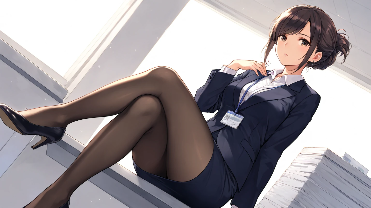 (1 person、alone:1.1), Beautiful woman, Anatomically perfect body, Slender、(stewardess、Cabin attendant), (Japan Air Line uniform、Jacket、Pencil Skirt:1.1)、(Look down:1.2), (detailed panty, Pussy juice:1.2)、20-year-old、(Highest quality)、Black Hair, (Half Up:1.1), On the plane、(8K, High resolution)、(shy:1.4)、medium breast, Thin legs、Small Ass、(steam:1.1), (embarrassed:1.3), show off nipples under shirt、sit、(knees to chest、Bend your knees), High heels、Sad face