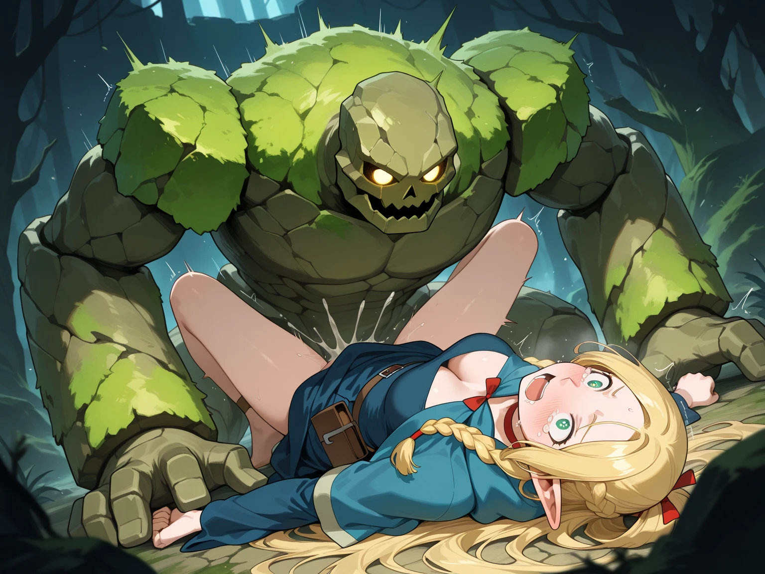 (best quality, masterpiece, uncensored, high quality, ultra detailed, extremely detailed CG, beautiful face, beautiful eyes, beautiful hair), solo, (1girl:red eyes, (((silver hair, wavy hair, Curly Hair, )))), (((((teacher, collar))))), (((((extremely awesome detailed deep-silky-healthy-lackwarm-foundational-baby face))))), nsfw, pussy, skindantation, hiqcgbody,(gleaming skin), (outdoors, alley:1.2), masterpiece,best quality,(size difference:1.4),(huge male necromancer,(monster:1.3),vampire standing:1.3), meatshield style and (1girl) and (monster sex), motion lines,(suspension,reverse suspended congress),(absurd stomach bulge), collar, chain,cum, penis, tears, breasts, nipples,large insertion,teeth, bound, bdsm,rolling eyes, vaginal,bondage,navel, tongue, open mouth, crying with eyes open, pussy, ahegao, tongue out, spread legs, (legs up),restrained, testicles,fucked silly, cuffs, nude, black collar,veins,arms up, (eerie atmosphere, horror theme), suspenders, (extremely awesom e detailed and ribbon:1.3),(extremely awesome detailed deep-silky-healthy-lackwarm-foundational-soft-skin:1.1), (extremely awesome detailed gleaming skin), (extremely awesome detailed pretty face, extremely awesome detailed eyes, extremely awesome detailed shiny hair:1.2), (embarrassed, closed mouth:1.4), extremely awesome detailed dynamic lighting, extremely awesome detailed caustic, extremely awesome detailed deep shadows,(best quality, highres, absurdres, extremely awesome detailed CG unity 8K HDR wallpaper, perfect anatomy:1.1),(extremely awesome detailed realistic, extremely awesome detailed 3d:1.0)