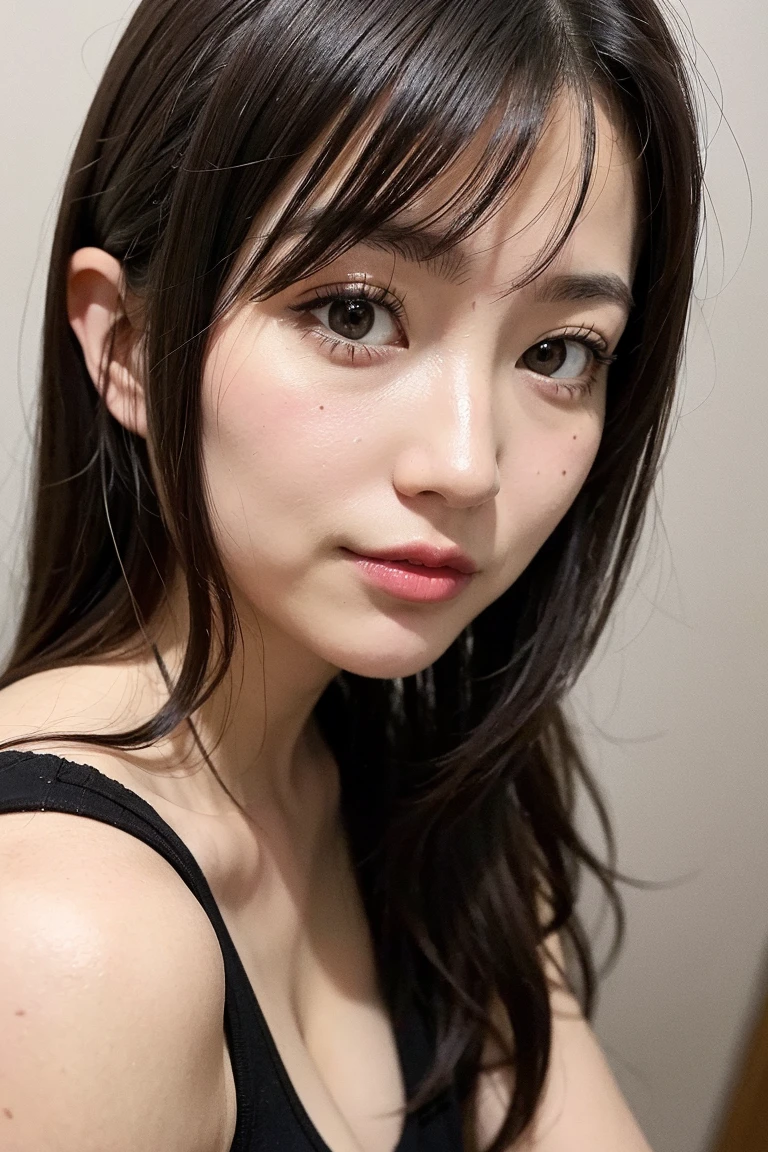 Asian woman with long black hair and bangs posing for a photo, she has black hair com franja, corte de cabelo preto hime, neat hair com franja, Lalisa Manobal, sui ishida com cabelo preto, com franja, com franja completa, o corte Hime, Yoshitomo Nara, rosto de anime natural fofo, chiho