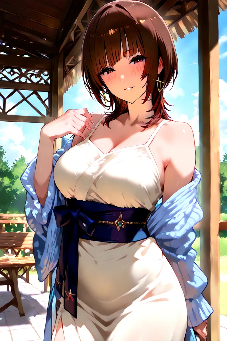 ((best quality)), ((masterpiece)), (detailed), short hair, blue top, crop top, blue fitted dolphin shorts , ????????????, huge ???