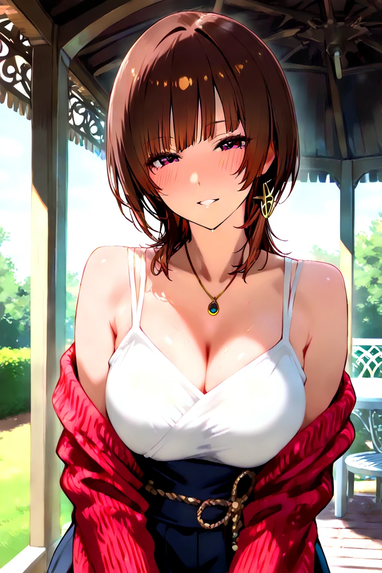 (masterpiece, best quality), 1girl,  Mahogany Brown Bohemian Half-Updo with Flower Crown, Sizes M to Z breasts,   <lora:JLullabyV2LOLv1adaweight:1>