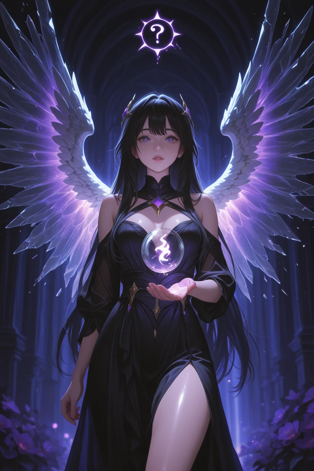 (Masterpiece),(need),(Very detailed),1 Girl(Black Hair)(White Wings)(Purple dress)anime manga girl,Super detailed eyes,(((cosmetic)),(Optimal lighting,Extremely exquisite and beautiful)Guvitz,Beautiful fantasy anime,Guvitz style artwork,Detailed digital animation art,Gothic girl anime girl,8k high quality detailed art,guweiz masterpiece,Beautiful anime girl(Beautiful and delicate face),(Beautiful and delicate eyes)