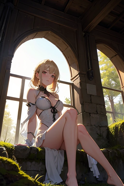 (masterpiece, best quality), beautiful girl, Lumine from "Genshin Impact",
luminedef, standing in her room, (detailed beautiful eyes) medium body shot, underboob, blonde, short hair, yellow eyes, ultra detailed yellow eyes, full-body shot, sitting on a window sill, dominant pose, sexy dominant pose, white tall boots